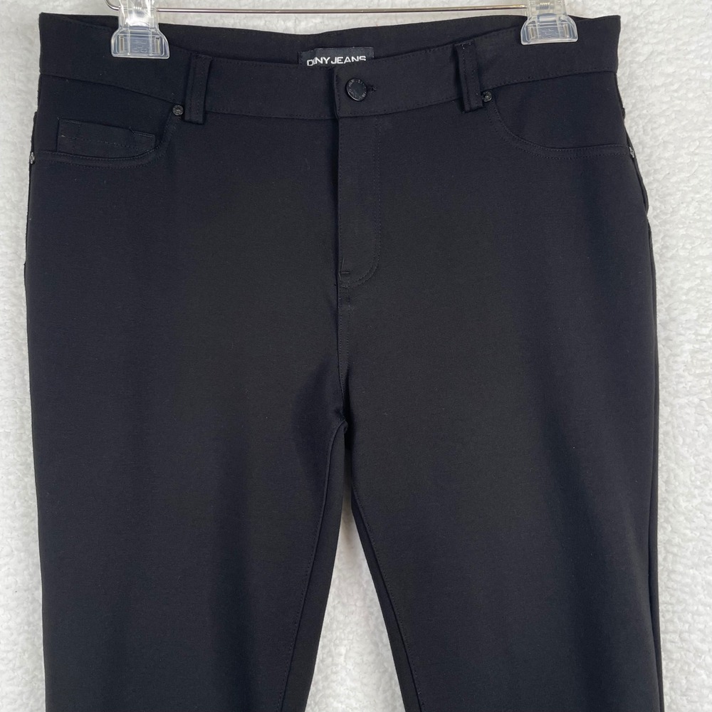 DKNY Jeans Womens Black Ponte Knit Skinny Pants Mid Rise Size Medium Stretch‎